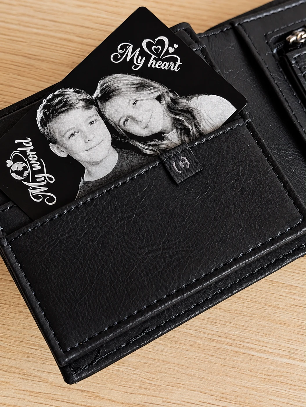 Photo engraved on a metal card