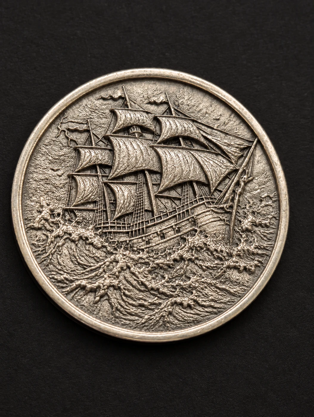 Deeply engraved coin