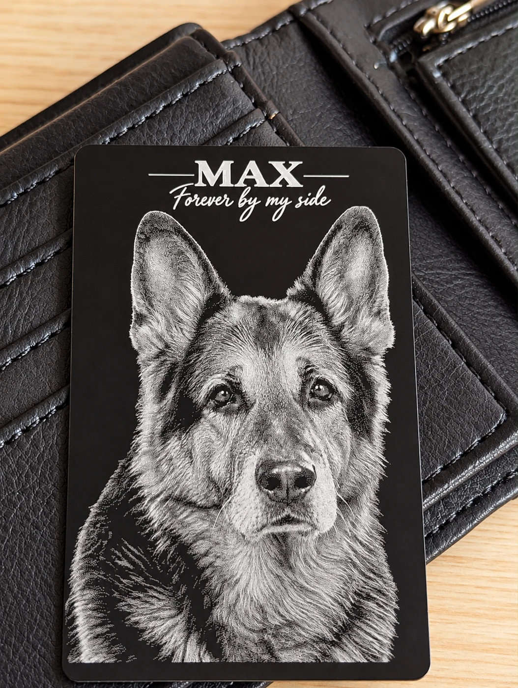 Metal card with a dog portrait