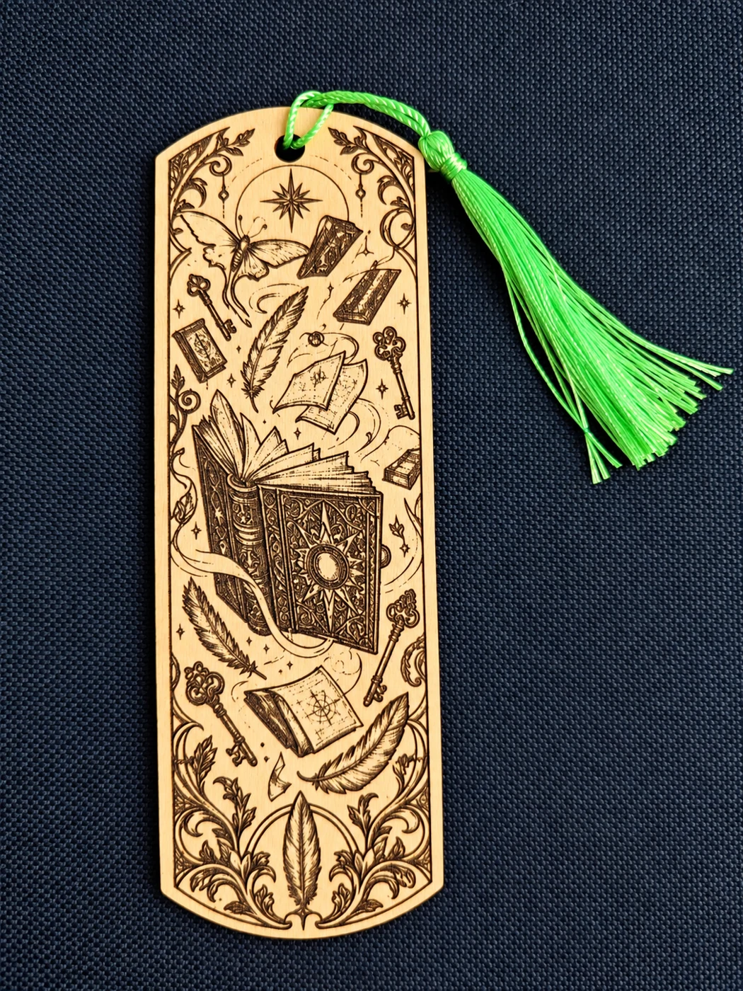 Engraved wooden bookmark